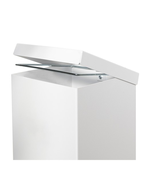 Papelera metálica blanca de reciclaje 2 residuos. Con aro para sujeción de bolsa. Capacidad 88 litros (5 adhesivos reciclaje)