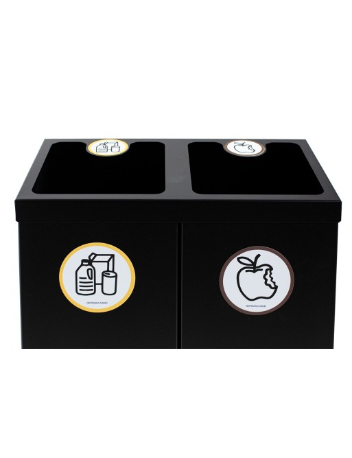 Corbeille à papier de recyclage metállique noir avec deux compartiments 88 Litres (5 autocollants) Corbeille à papier de recyclage metállique noir avec deux compartiments 88 Litres (5 autocollants)