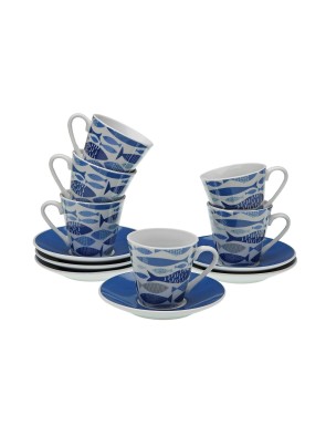 LOT DE 6 TASSES À CAFÉ AVEC SOUCOUPE MODÈLE OCEAN 2