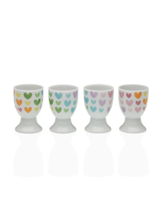 SET OF 4 PORCELAIN EGG HOLDER MODEL MULTI HEARTS TWO