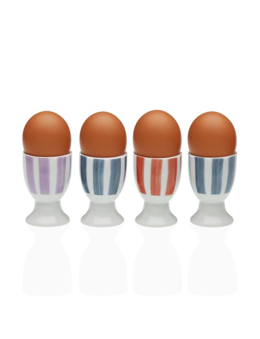 SET OF 4 PORCELAIN EGG HOLDER MODEL MULTI LINES