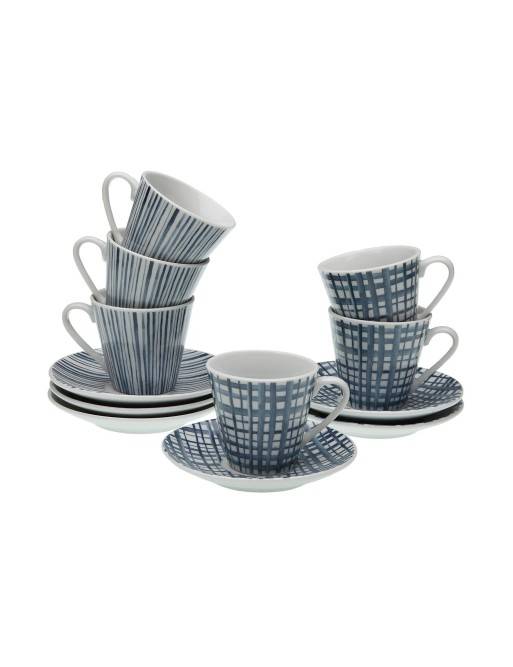 SET MIT 6 KAFFEETASSEN MIT UNTERTASSE LOLA BLUE MODEL