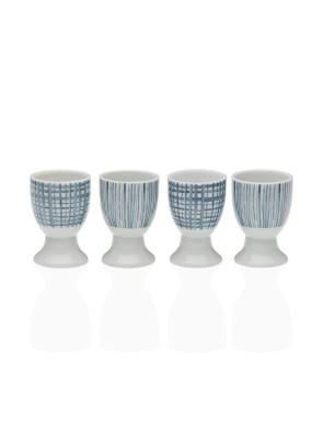 LOT DE 4 PORTE-OEUFS EN PORCELAINE MODÈLE LOLA BLEU