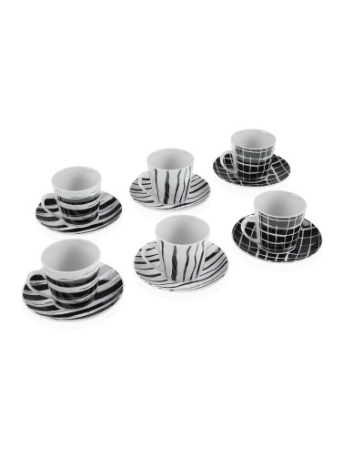 SET OF 6 TEA CUPS WITH LOLA BLACK MODEL SAUCER