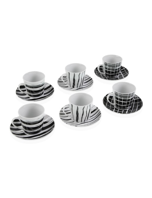 SET OF 6 TEA CUPS WITH LOLA BLACK MODEL SAUCER