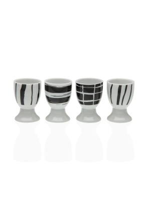 LOT DE 4 PORTE-OEUFS EN PORCELAINE MODÈLE LOLA NOIR