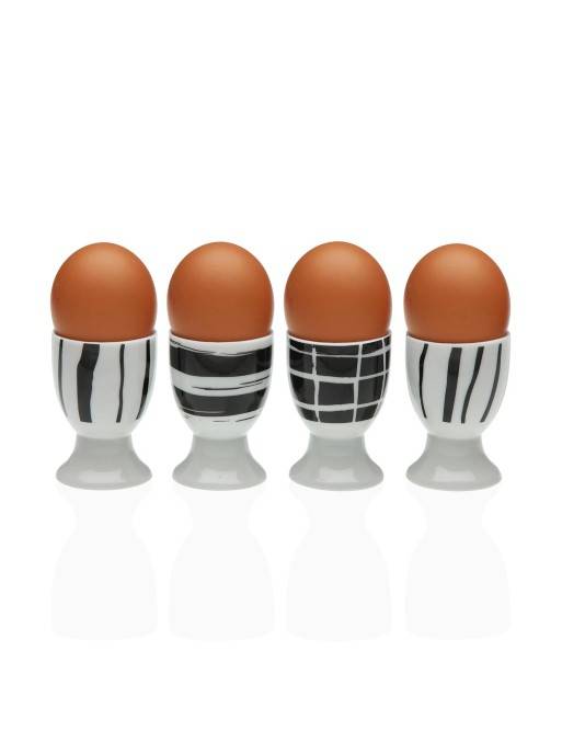 SET OF 4 PORCELAIN EGG HOLDER MODEL LOLA BLACK SET OF 4 PORCELAIN EGG HOLDER MODEL LOLA BLACK