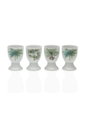 LOT DE 4 PORTE-OEUFS EN PORCELAINE MODÈLE ARBRE