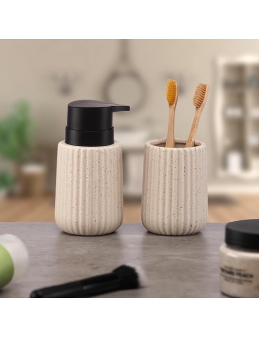 BEIGE SOAP DISPENSER MODEL VERTICAL LINES BEIGE SOAP DISPENSER MODEL VERTICAL LINES