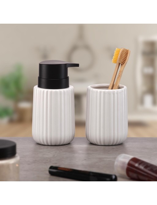 DISTRIBUTEUR DE SAVON BLANC MODÈLE LIGNES VERTICALES DISTRIBUTEUR DE SAVON BLANC MODÈLE LIGNES VERTICALES