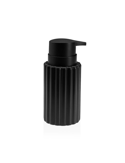 DISPENSADOR DE JABON DE BAÑO NEGRO MODELO ESTRIAS