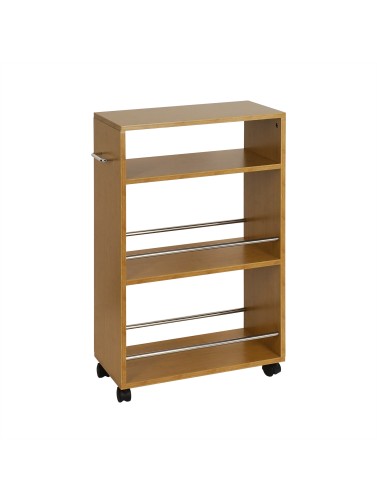 CHARIOT AVEC 3 ÉTAGÈRES AVEC ROUES EN BAMBOU ET MODÈLE MDF