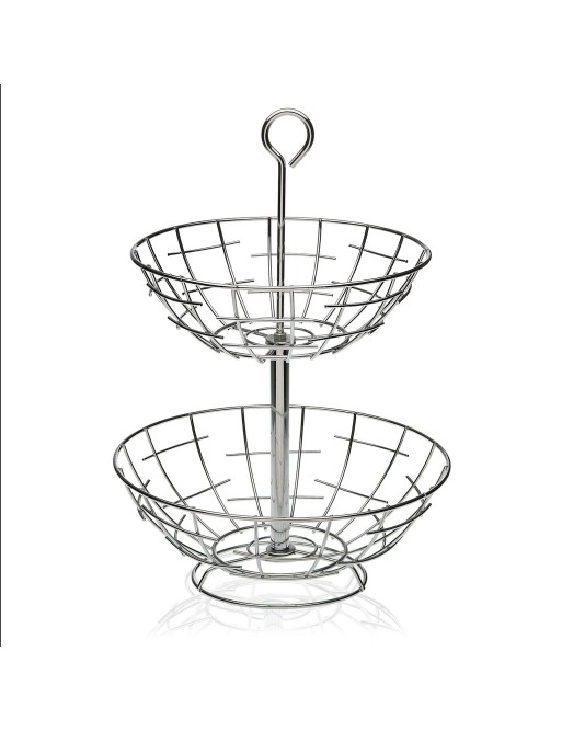 TWO-TIER CHROME MODEL FRUIT BOWL TWO-TIER CHROME MODEL FRUIT BOWL
