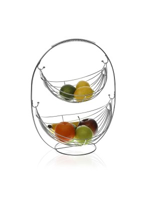 DOPPELSTÖCKIGE OBSTSCHALE MIT METALLIC-MODELL