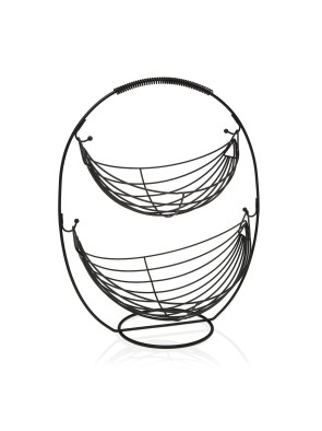CORBEILLE À FRUITS À DEUX NIVEAUX MODÈLE NOIR MÉTALLISÉ
