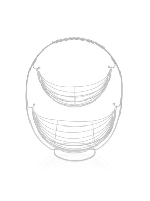 DOPPELSTÖCKIGE OBSTSCHALE WEISS METALLIC MODELL