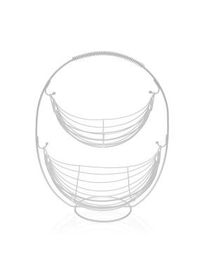 DOUBLE-DECKER FRUIT BOWL WHITE METALLIC MODEL
