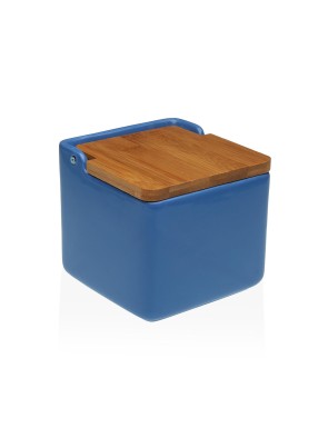 BAMBOO MODEL BLUE KITCHEN SALT SHAKER WITH LID