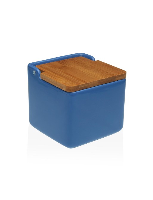 SALIÈRE DE CUISINE BLEUE MODÈLE EN BAMBOU AVEC COUVERCLE SALIÈRE DE CUISINE BLEUE MODÈLE EN BAMBOU AVEC COUVERCLE