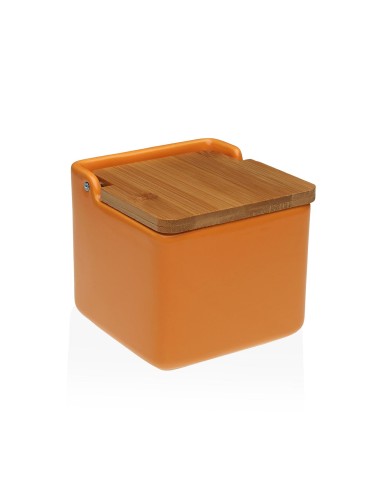 SALIÈRE DE CUISINE AVEC COUVERCLE EN BAMBOU MODÈLE ORANGE
