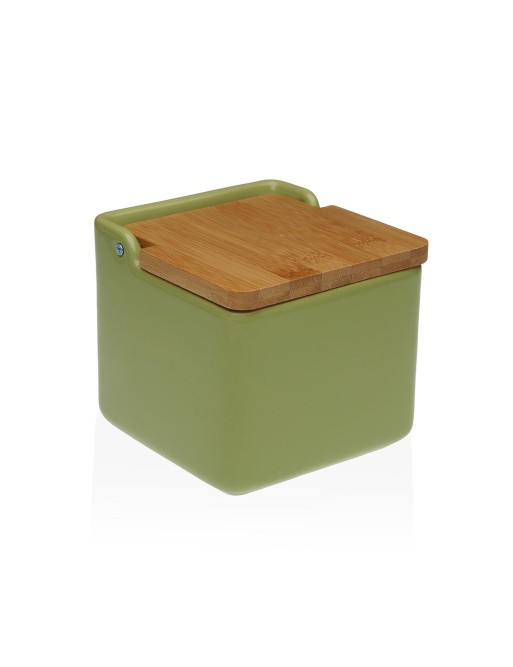 KITCHEN SALT SHAKER WITH BAMBOO LID MODEL GREEN