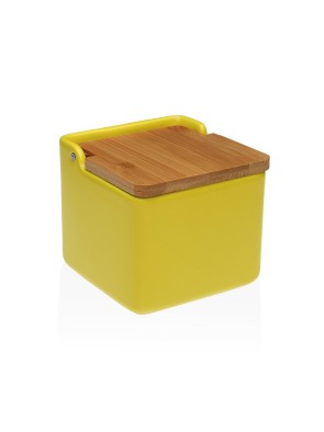 BAMBOO MODEL YELLOW KITCHEN SALT SHAKER WITH LID