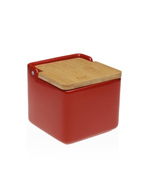 RED MODEL KITCHEN SALT SHAKER WITH BAMBOO LID