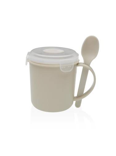 ENSEMBLE DE TASSE À NOURRITURE AVEC CUILLÈRE COULEUR CRÈME MODÈLE VIKI