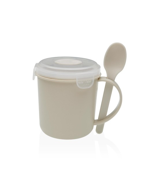 SET OF FOOD CUP WITH SPOON CREAM COLOR VIKI MODEL