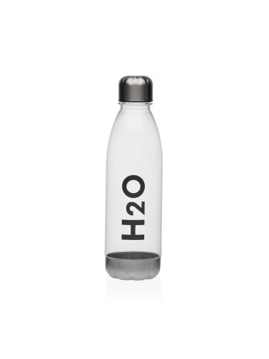 CLEAR PLASTIC BOTTLE WITH STEEL CAP MODEL H2O