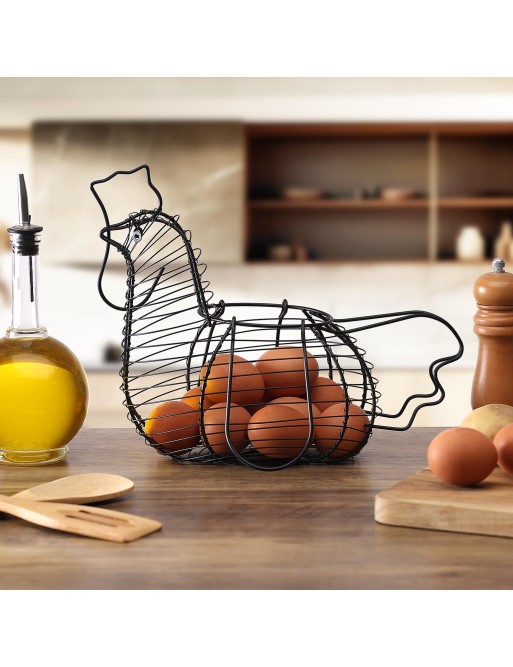 BLACK STEEL EGG CUP ROOSTER MODEL