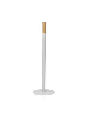 MIXED WHITE METALLIC AND BAMBOO TOILET ROLL HOLDER