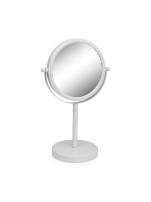 WHITE BATHROOM DESK MIRROR WITH X10 MAGNIFICATION