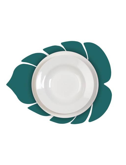 MODÈLE INDIVIDUEL DE FEUILLES DE MONSTERA EN NAPPE BLEU SARCELLE VERT MODÈLE INDIVIDUEL DE FEUILLES DE MONSTERA EN NAPPE BLEU SARCELLE VERT