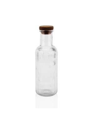 FLACON EN VERRE TRANSPARENT À RAYURES AVEC BOUCHON 1000ML