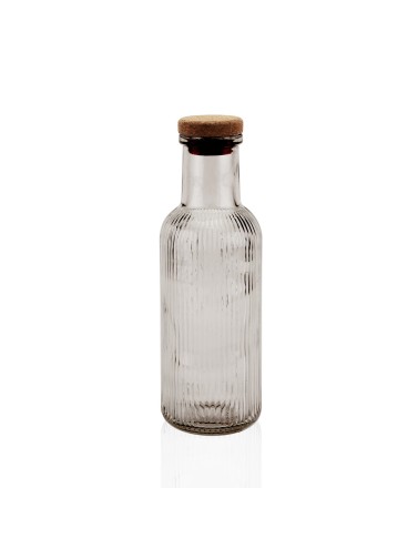 GRAU GESTREIFTE GLASFLASCHE MIT VERSCHLUSS 1000ML