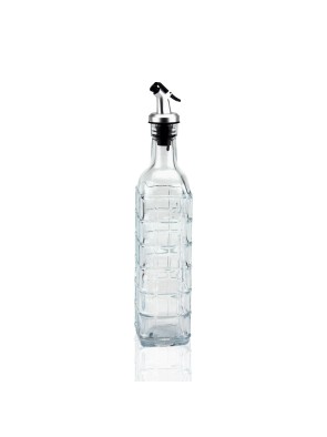 ACEITERA - VINAGRERA DE VIDRIO TRANSPARENTE CUADRÍCULA 500ML