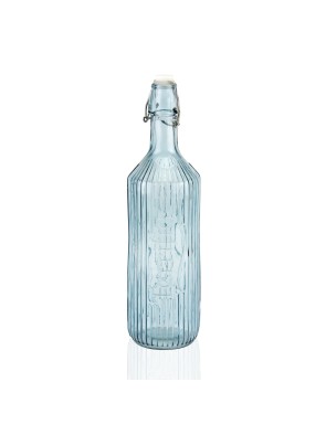 BLAUE GLASFLASCHE MIT KLAPPDECKEL 1000ML