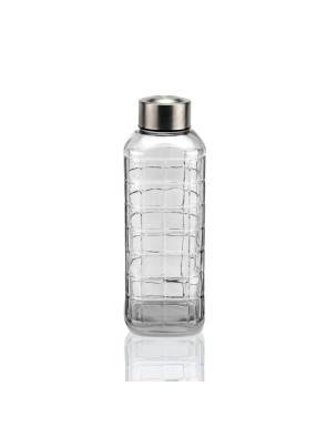 GRILLE DE BOUTEILLE EN VERRE TRANSPARENT AVEC BOUCHON EN ACIER 1000ML