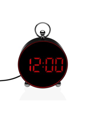 RÉVEIL NUMÉRIQUE NOIR MODÈLE RND AVEC LUMIÈRE ROUGE