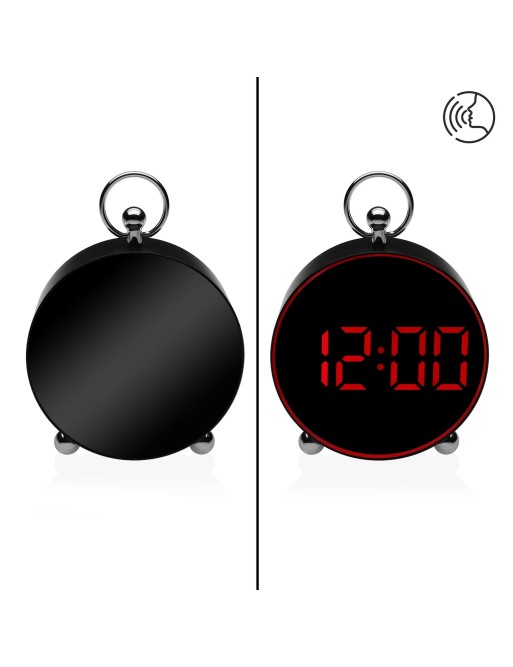 BLACK DIGITAL ALARM CLOCK MODEL RND WITH RED LIGHT