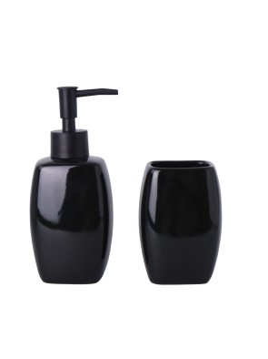SET OF SOAP DISPENSER AND TOOTHBRUSH HOLDER MODEL CERAMIC BLACK