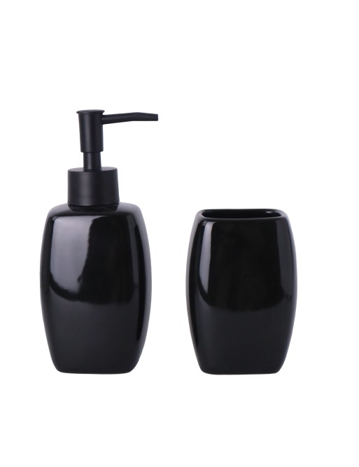 SET OF SOAP DISPENSER AND TOOTHBRUSH HOLDER MODEL CERAMIC BLACK