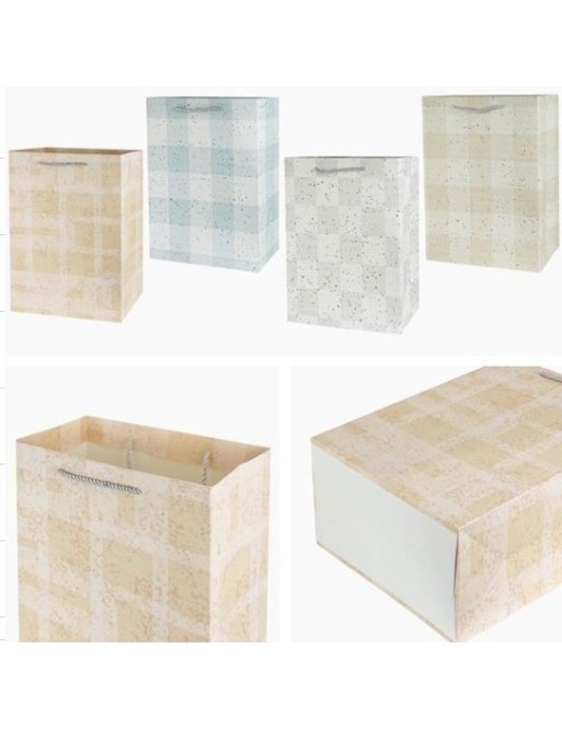 PACKUNG MIT 8 GROSSEN TASCHEN MODELL BUNTE KAROS PACKUNG MIT 8 GROSSEN TASCHEN MODELL BUNTE KAROS