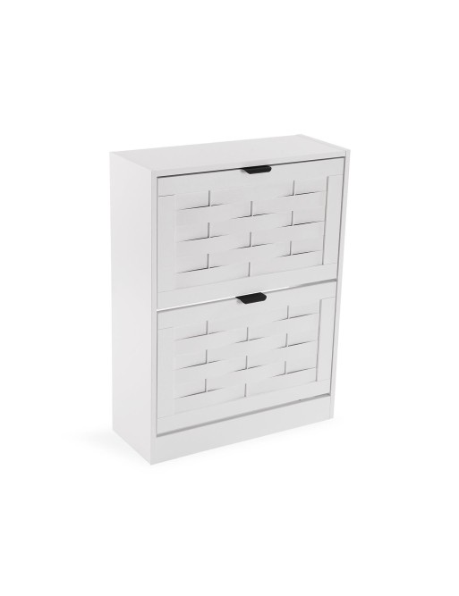 WHITE SHOE RACK WITH 2 DRAWERS MODEL WAVES