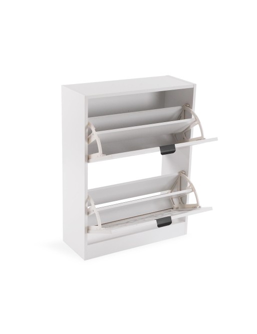 WHITE SHOE RACK WITH 2 DRAWERS MODEL WAVES