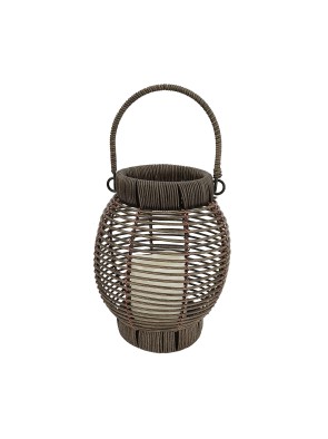 21 CM LAMP OR LANTERN WITH LED LIGHT MODEL RATTAN BROWN