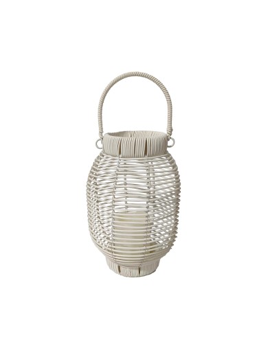 LAMPE OU LANTERNE 27 CM AVEC LUMIÈRE LED MODÈLE ROTIN BLANC