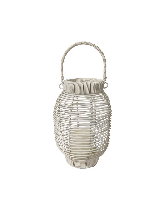 LAMPE OU LANTERNE 27 CM AVEC LUMIÈRE LED MODÈLE ROTIN BLANC