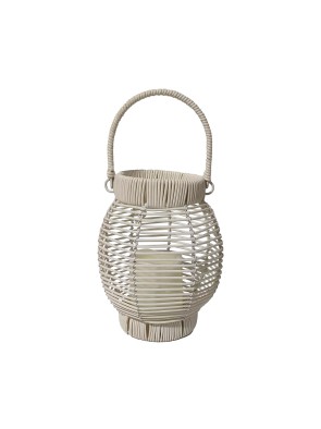 LÁMPARA O FAROLILLO DE 21 CM CON LUZ LED MODELO RATTAN BLANCA